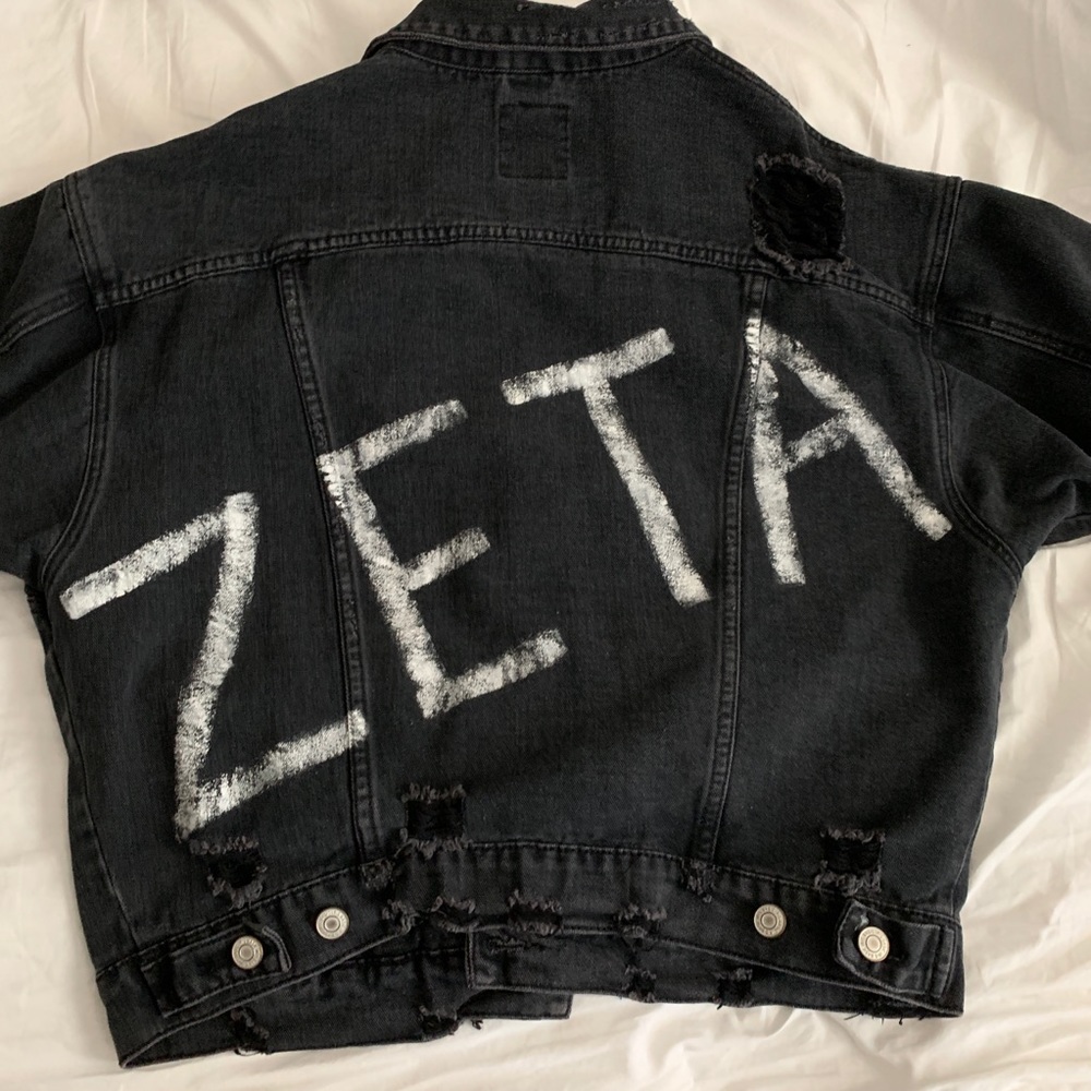 Zeta Tau Alpha Black Denim Jacket - Medium/Large